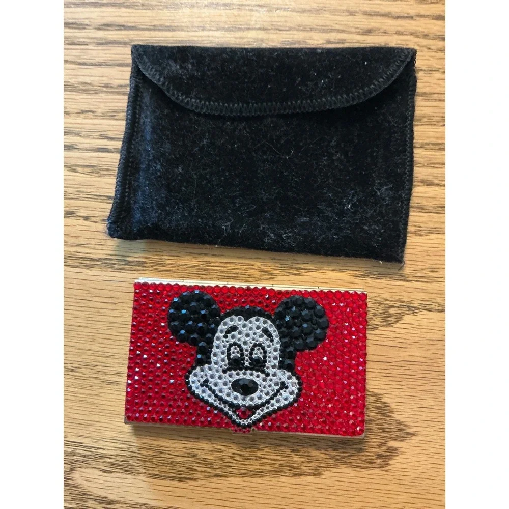 Madeline Beth Mickey Mouse Crystal Business Card Holder Red Rhinestone Disney